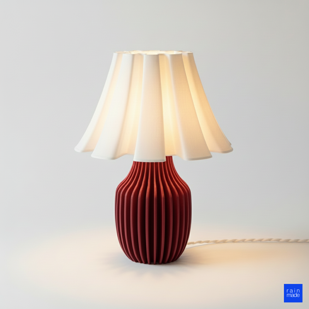 Dokusal bucket masa lambası kırmızı modern sanat eseri