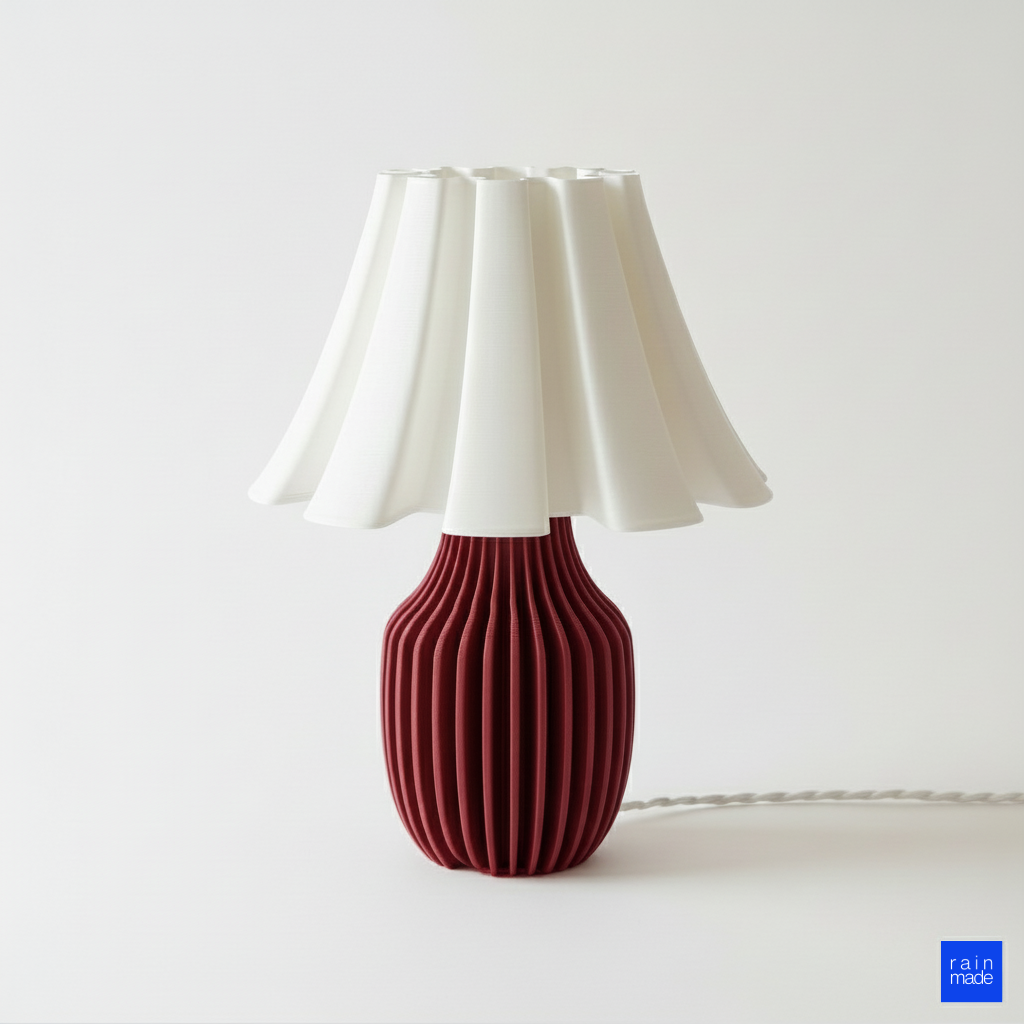 Dokusal bucket masa lambası kırmızı modern sanat eseri