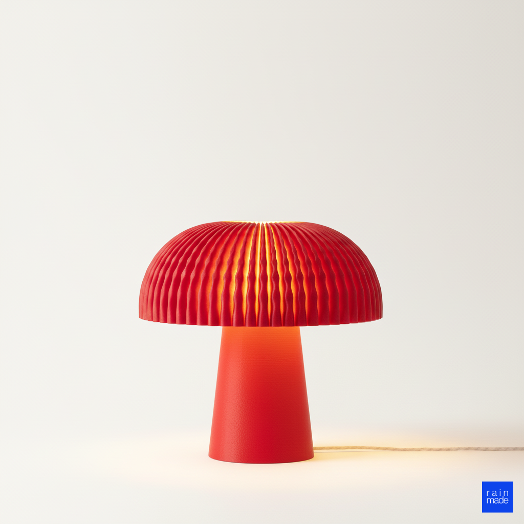 Retro mantar fungi masa lambası kırmızı 70s dekorasyon