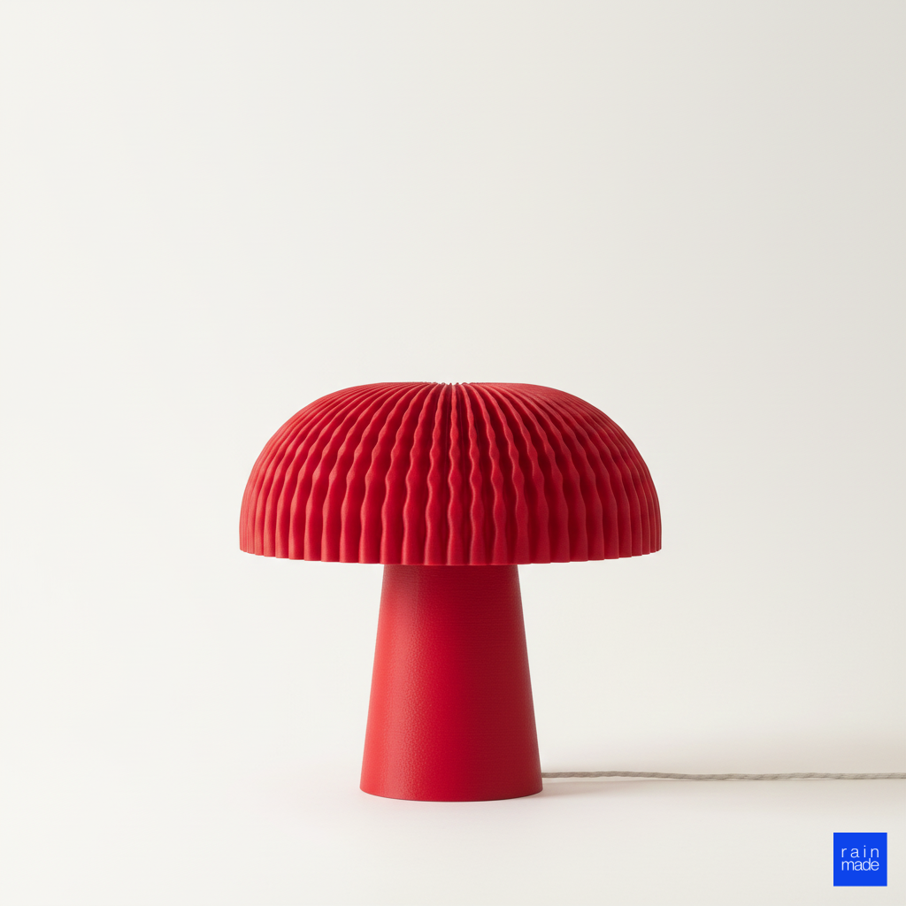 Retro mantar fungi masa lambası kırmızı 70s dekorasyon