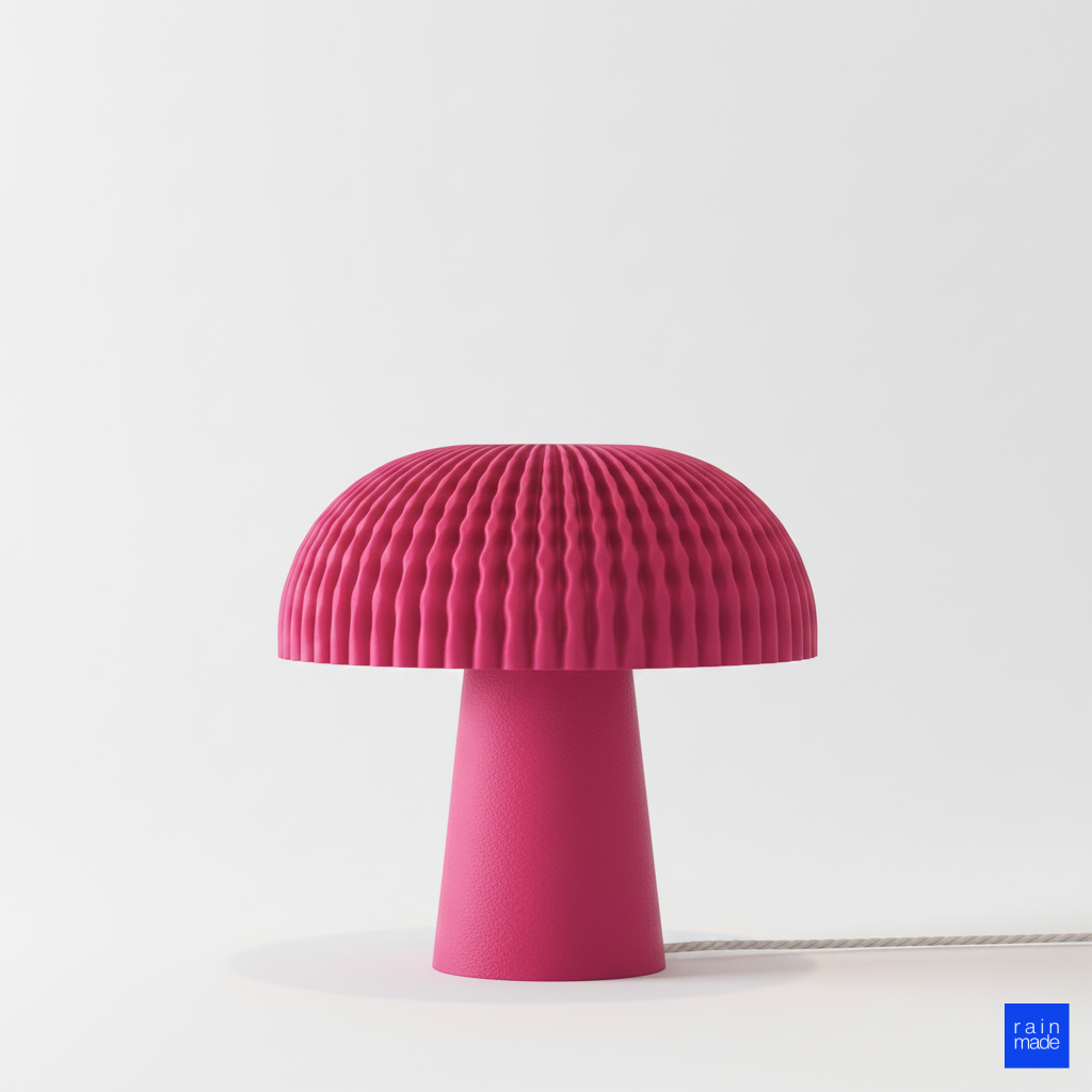 Retro mantar fungi masa lambası bebek pembesi 70s tasarım