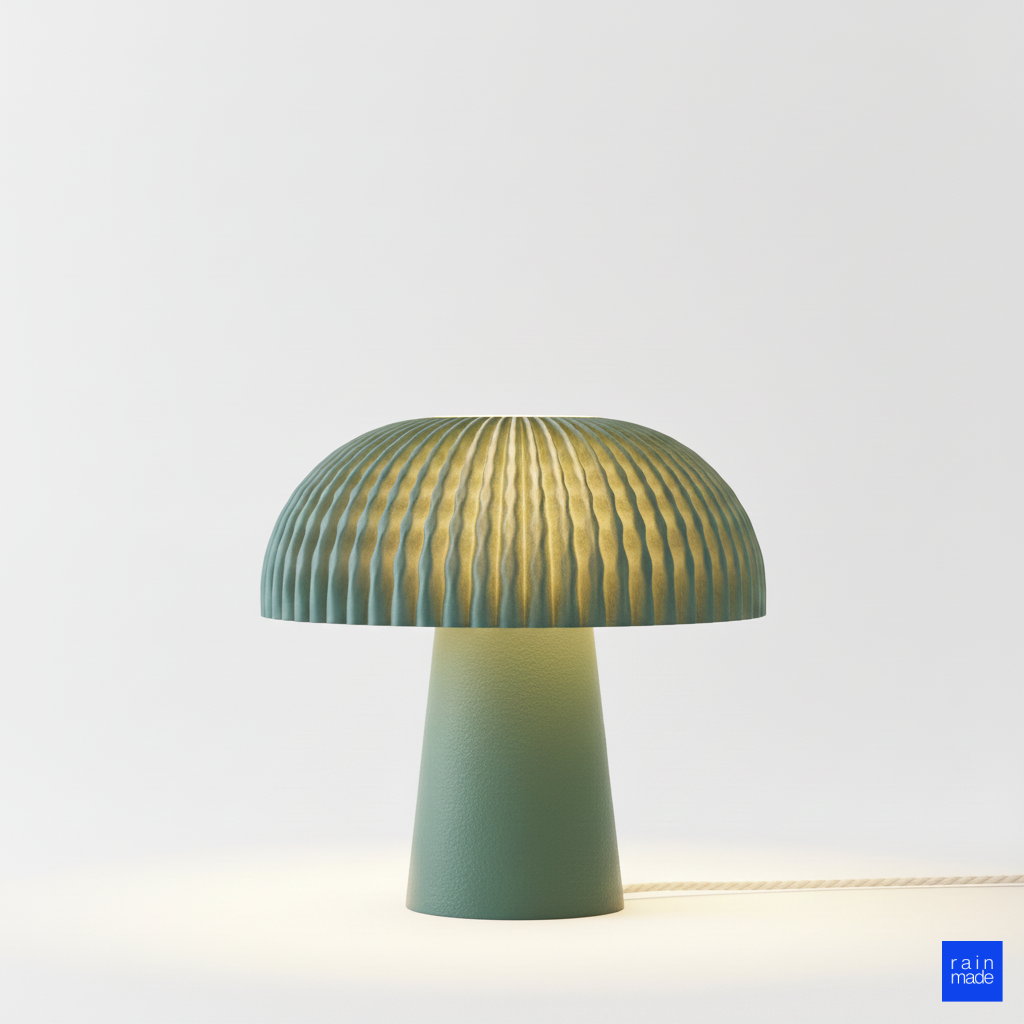 Retro mantar fungi masa lambası petrol yeşili vintage