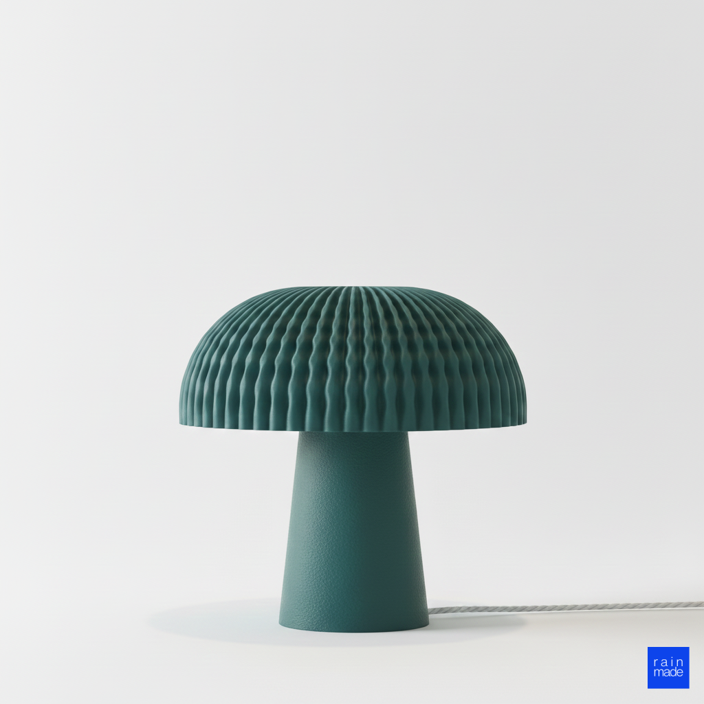 Retro mantar fungi masa lambası petrol yeşili vintage