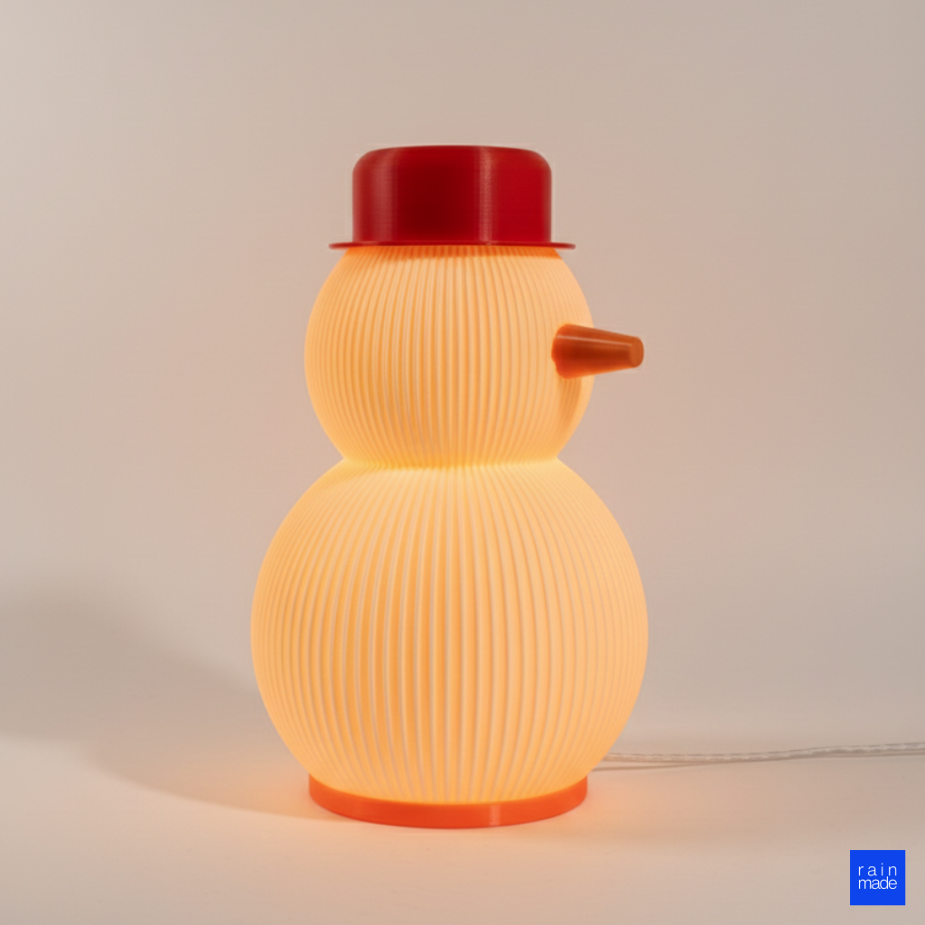 Sevimli kardan adam tasarımlı 3D baskı masa lambası çocuk odası