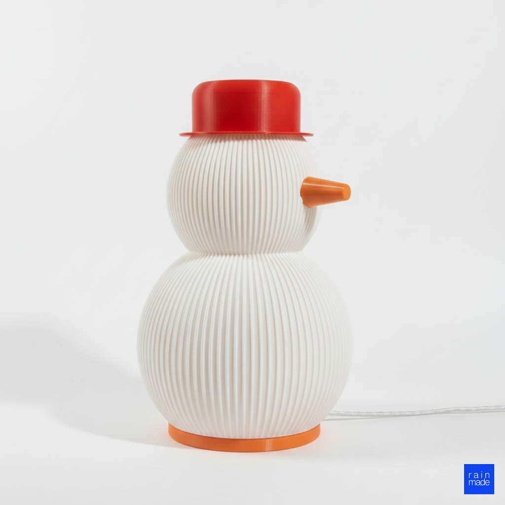 Sevimli kardan adam tasarımlı 3D baskı masa lambası çocuk odası