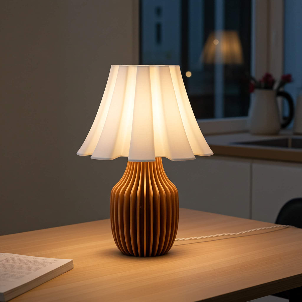 Dokusal bucket masa lambası beyaz minimalist dekorasyon